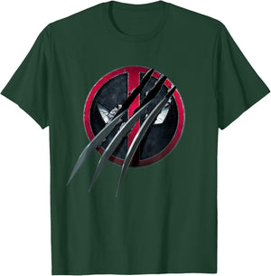Marvel Deadpool & Wolverine Adamantium Claw Split Logo T-Shirt - T-Shirt | Forest