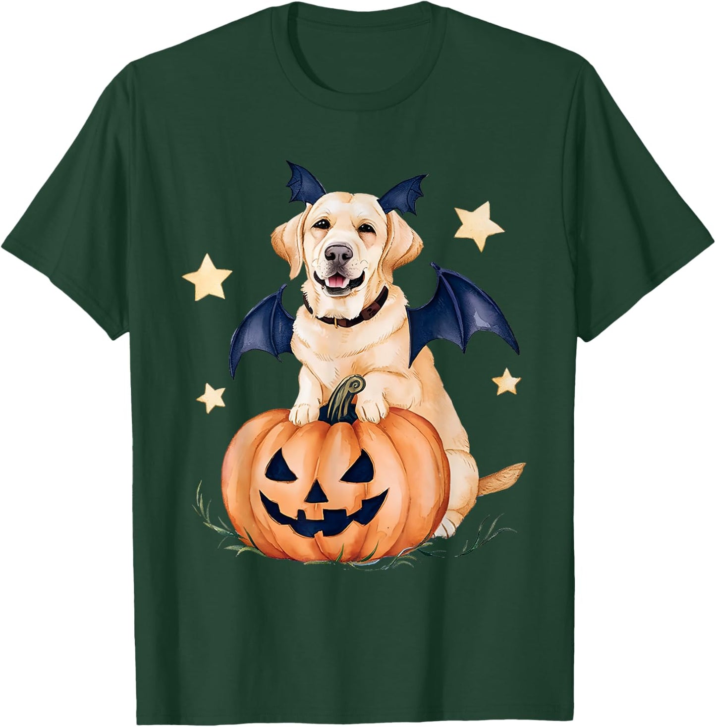 Labrador Pumpkin Witch Golden Labrador Halloween Ghost Dog T-Shirt - T-Shirt | Forest