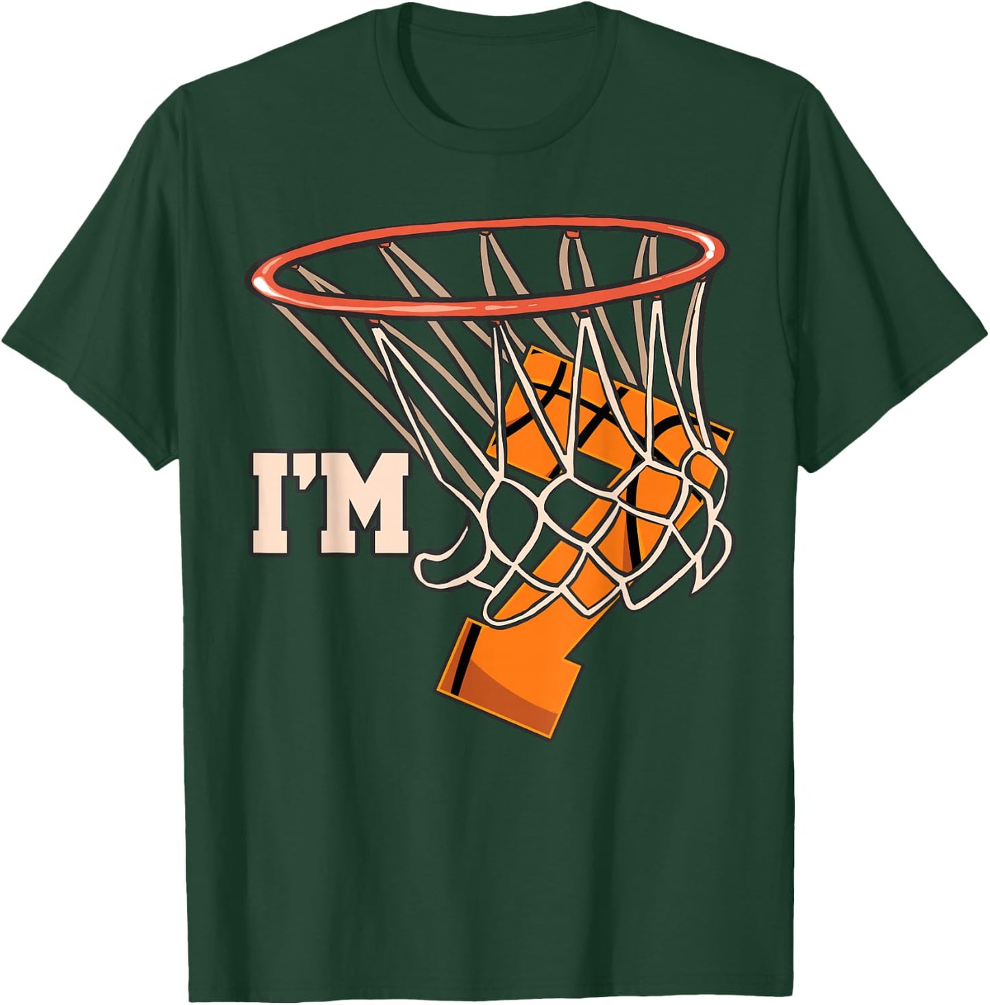 I'm 7 Basketball Theme Birthday Party Celebration 7th T-Shirt - T-Shirt | Forest