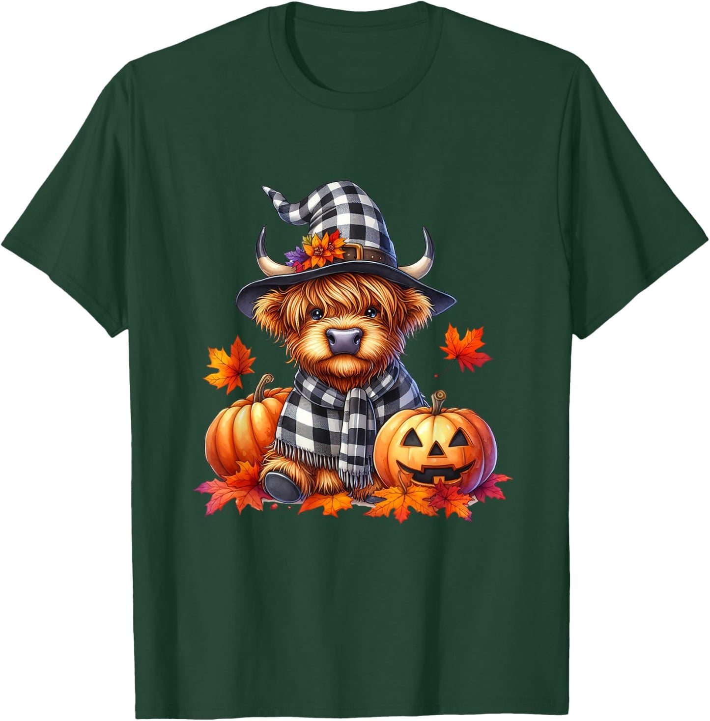 Funny Halloween Highland Cow Witchy Pumpkin It's Fall Y'all T-Shirt - T-Shirt | Forest