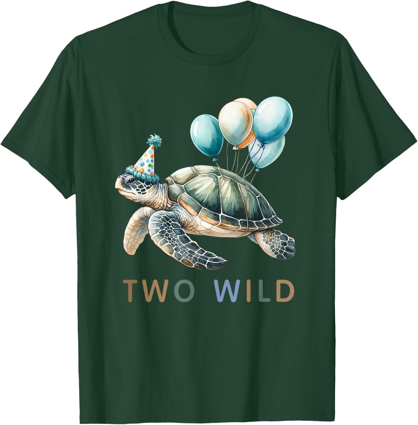 2nd Birthday 2 Years Old Two Wild Sea Turtle Animal Kids T-Shirt - T-Shirt | Forest