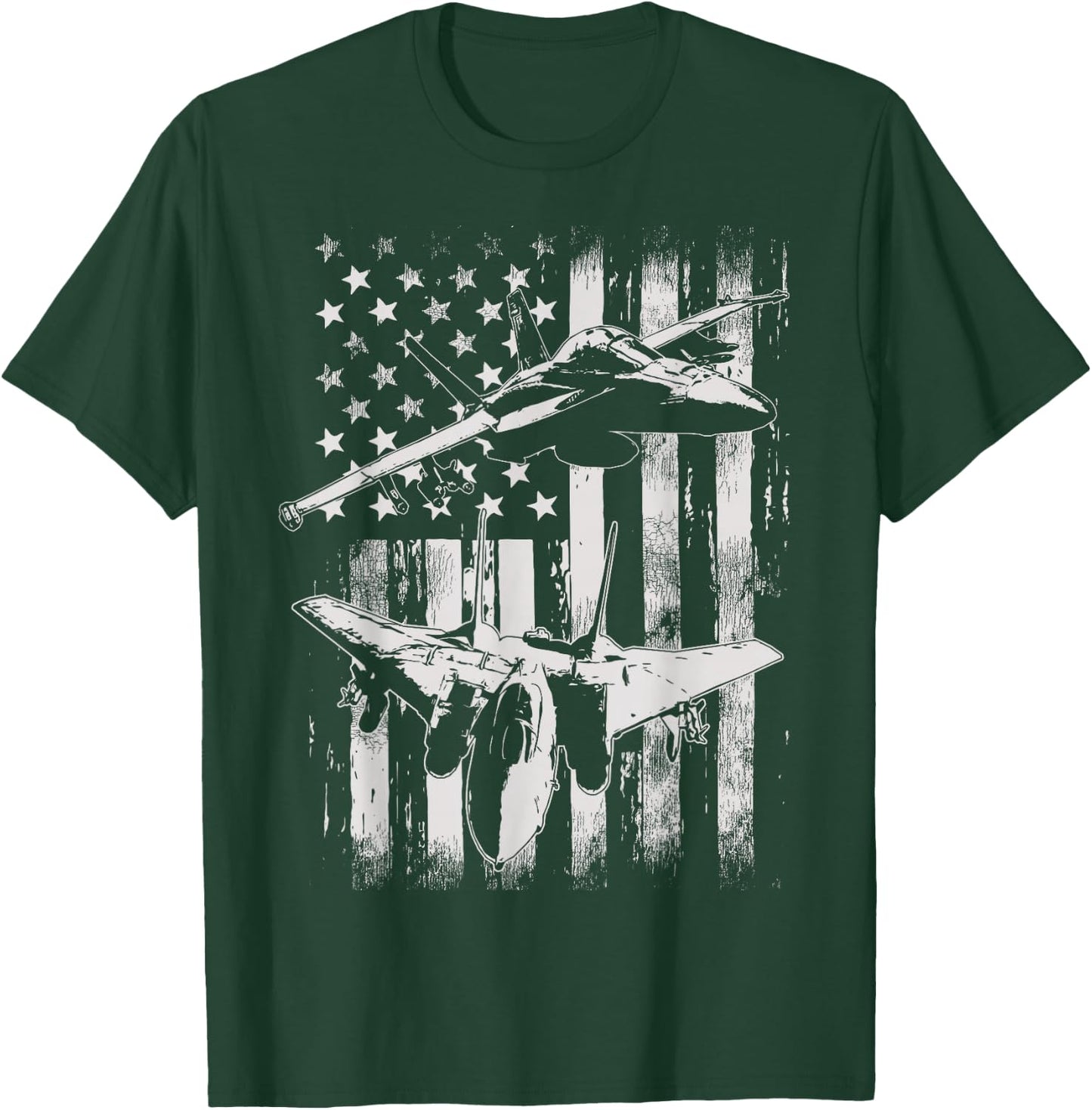 F-14 Tomcat Military Fighter Airplane American Flag T-Shirt - T-Shirt | Forest