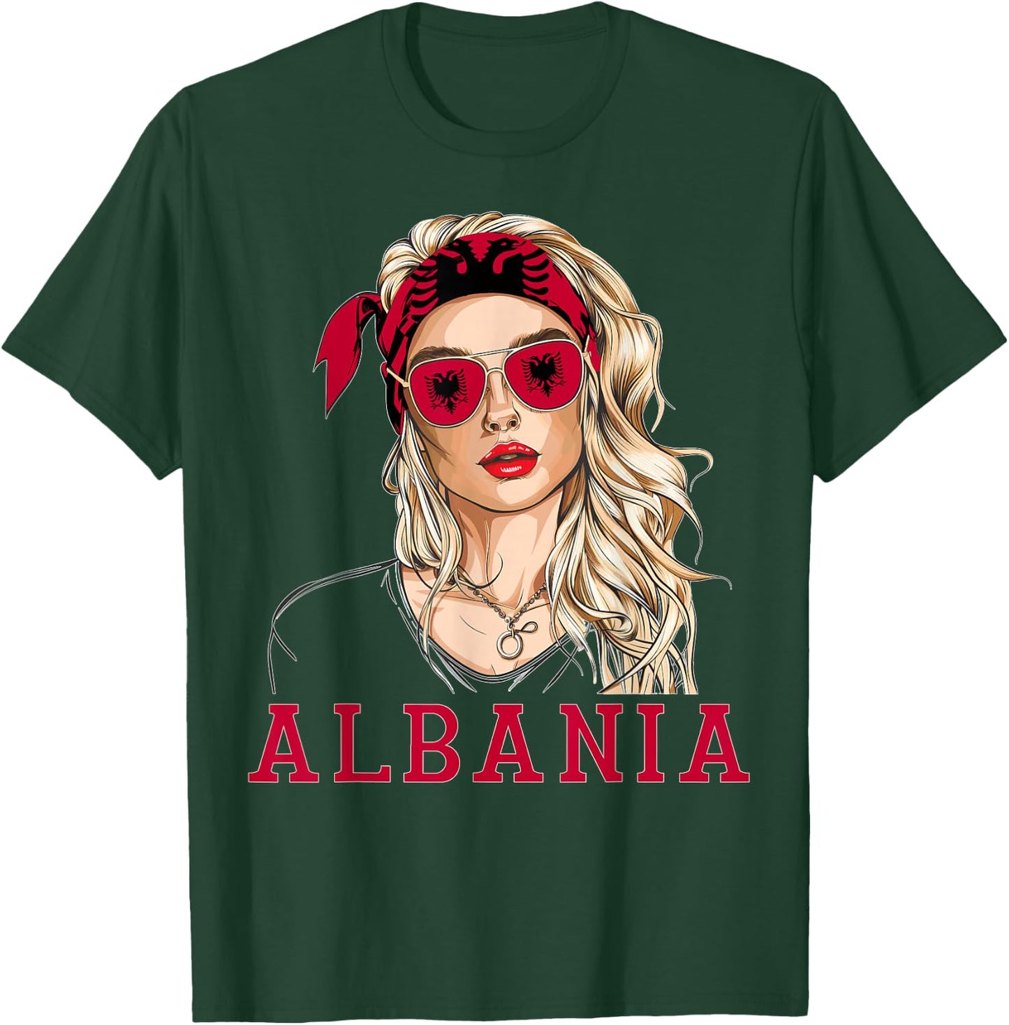 Albanian Flag Outfit for Woman Products Uniform Albania T-Shirt - T-Shirt | Forest