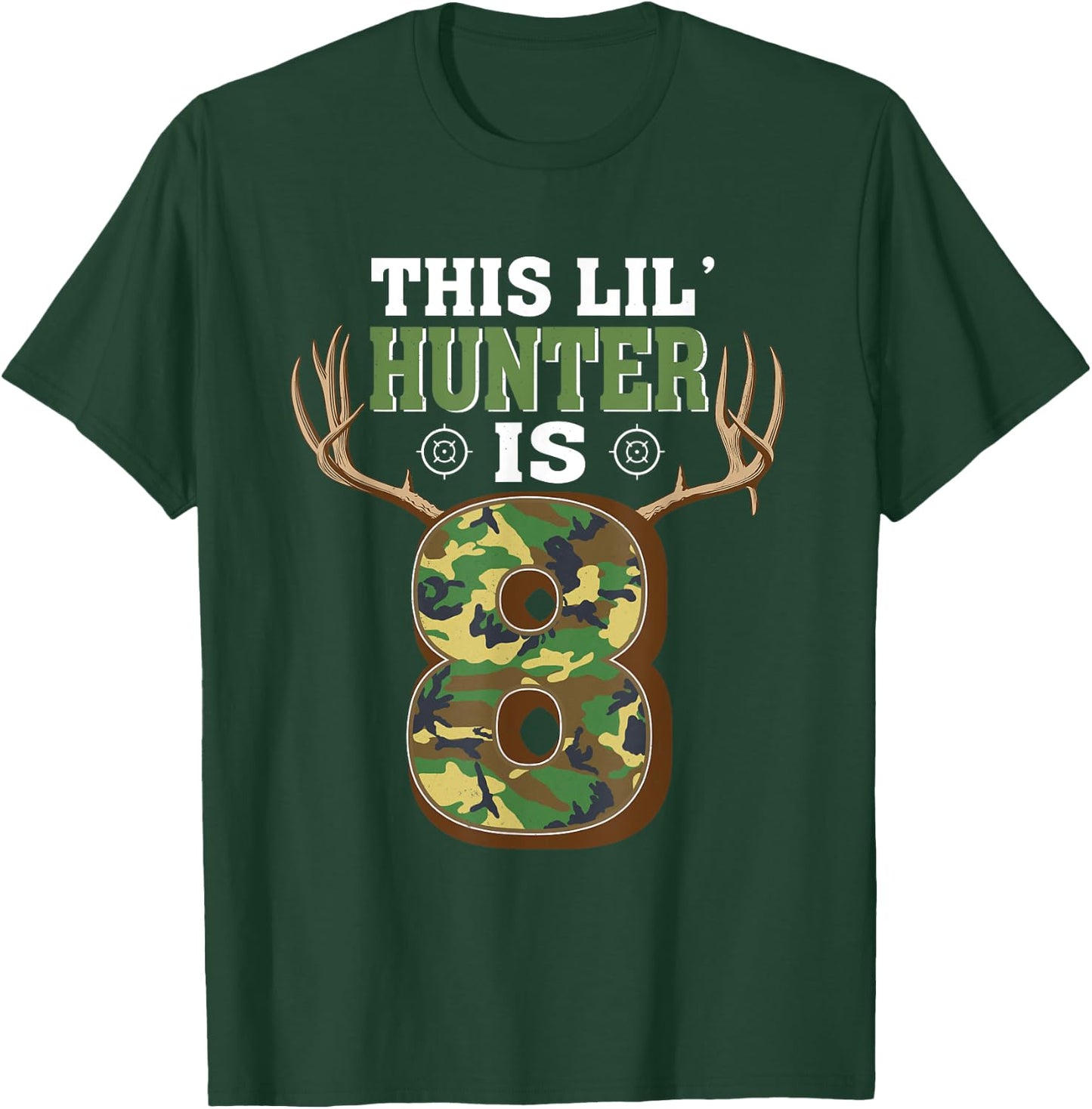 8th Birthday Hunting Deer 8 Year Old Hunter T-Shirt - T-Shirt | Forest