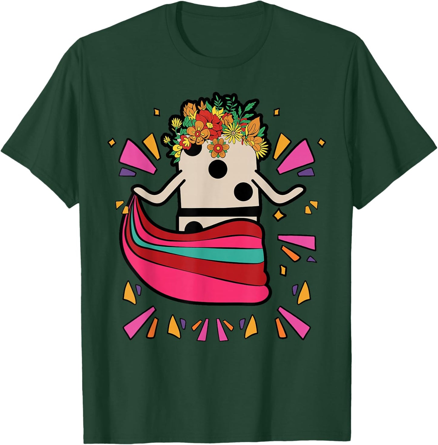 Dancing Mexican Train Domino Tile Flowers Funny T-Shirt - T-Shirt | Forest