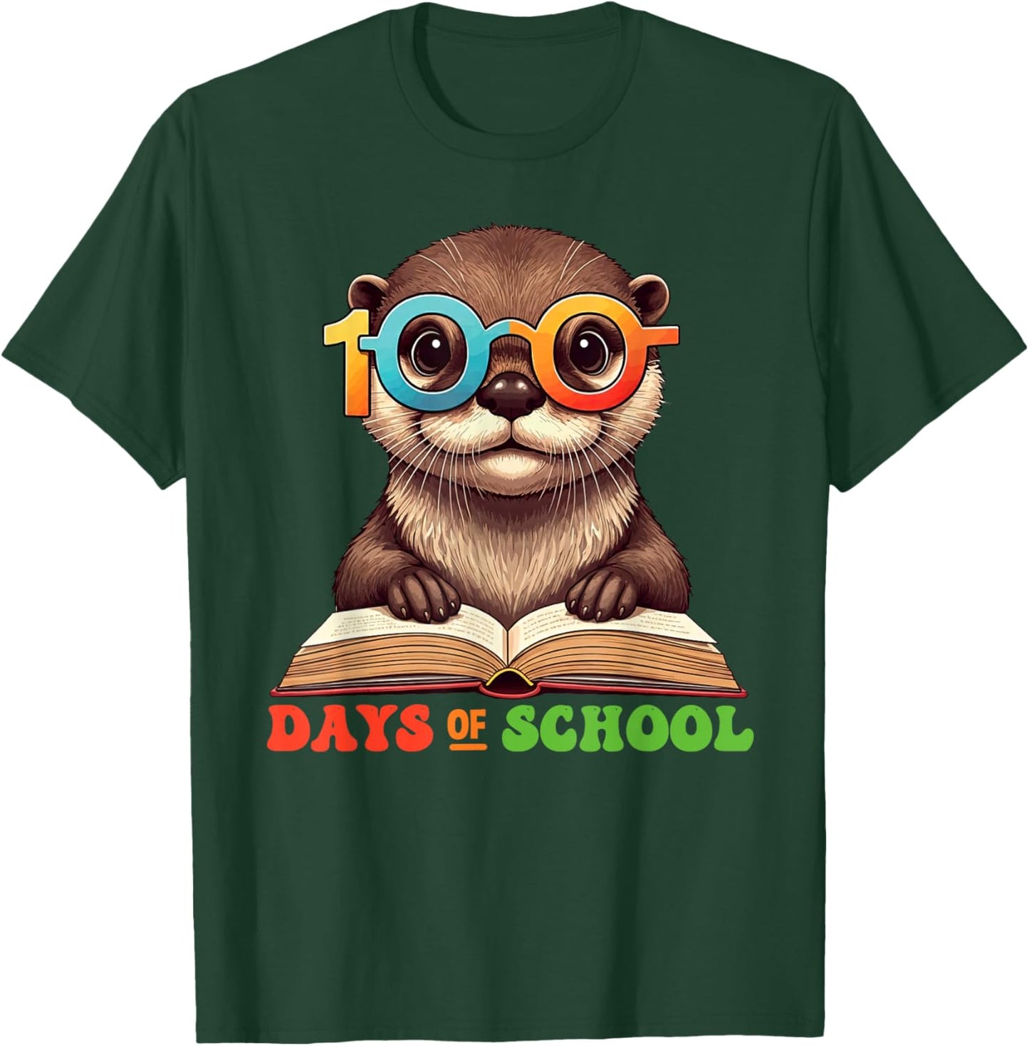 Funny Otter 100th Day Of School Teacher Kids T-Shirt - T-Shirt | Forest