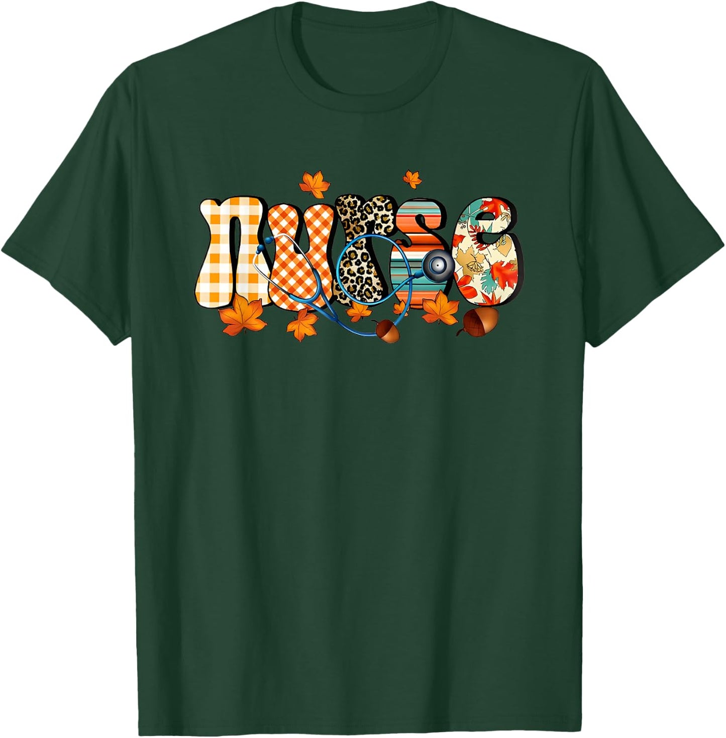 Thanksgiving Nurse Nurse Nursing Nurse Student Fall Season T-Shirt - T-Shirt | Forest