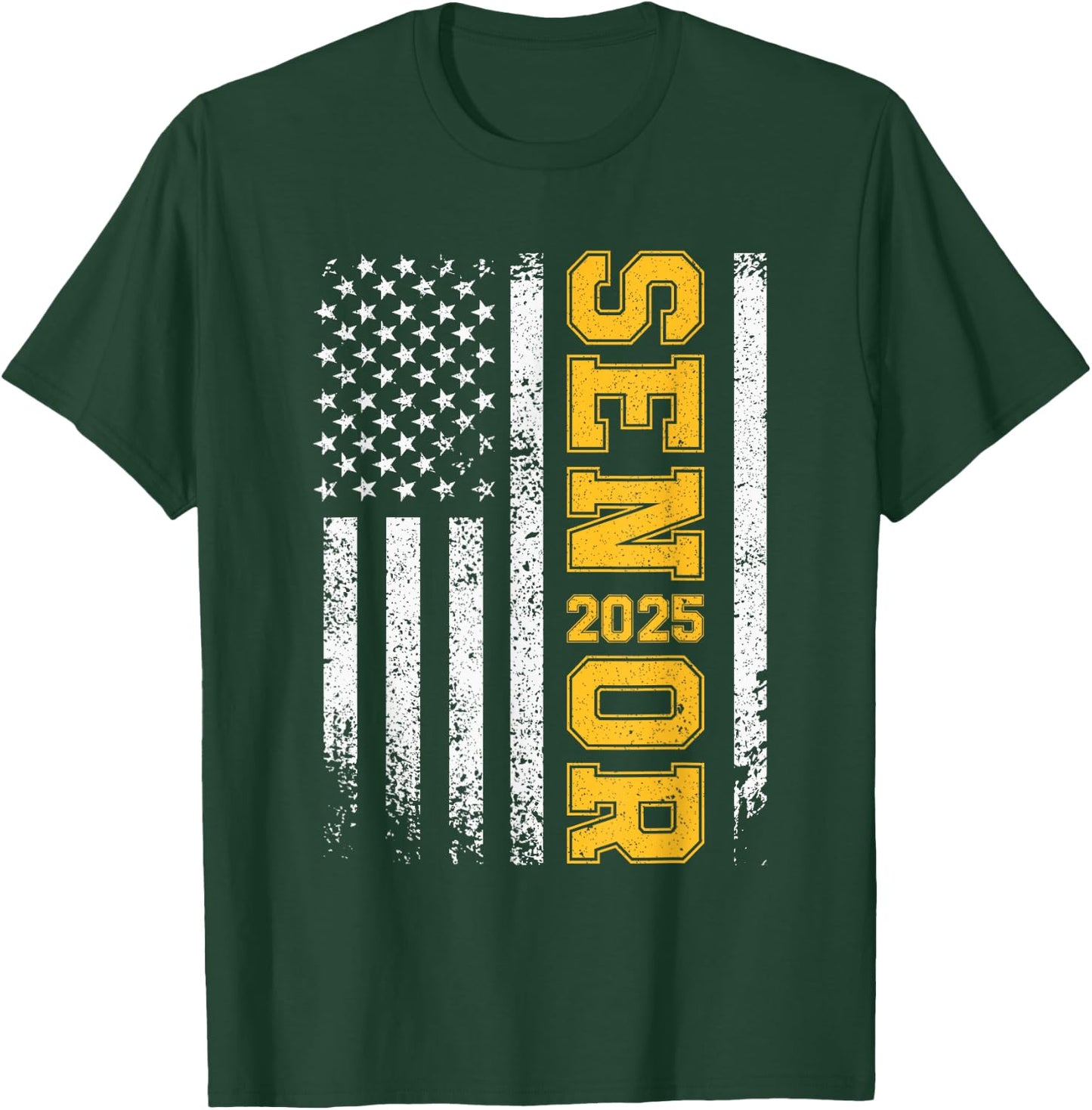 Senior 2025 American Flag USA Class of 2025 Graduation T-Shirt - T-Shirt | Forest