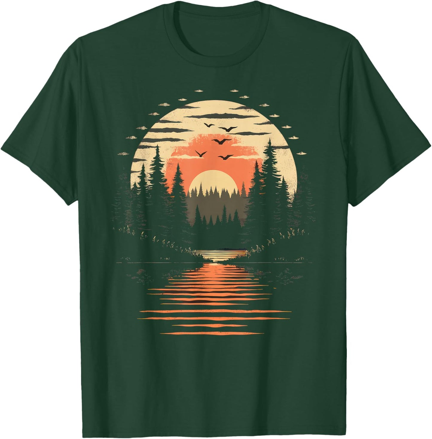 Retro Wilderness Bear Trees Reflection Outdoor Forest T-Shirt - T-Shirt | Forest