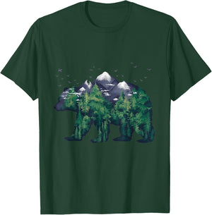 Bear Nature Outdoor Mountains Forest Trees Bear Wildlife T-Shirt - T-Shirt | Forest