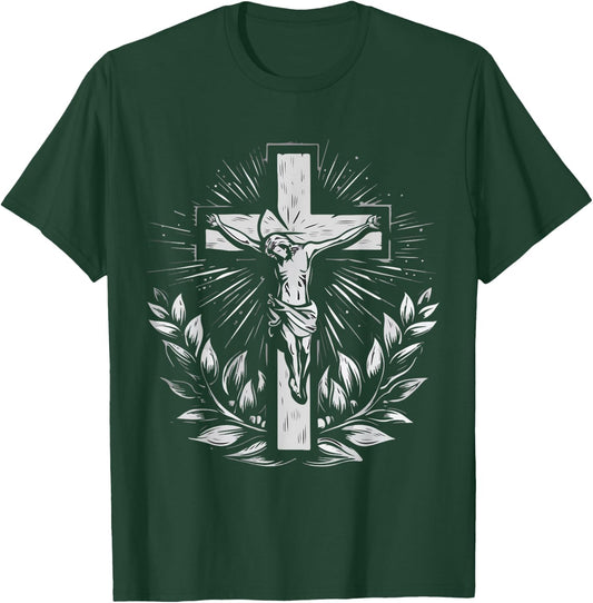 Crucifix Faith Christian Jesus T-Shirt - T-Shirt | Forest