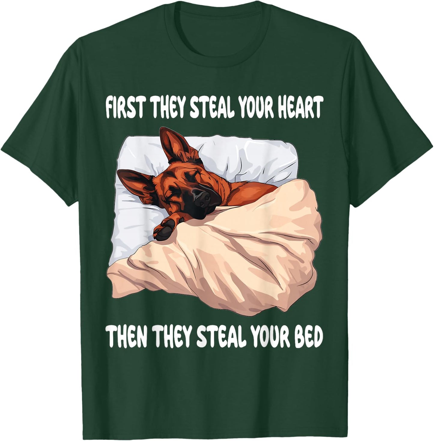 Belgian Malinois Sleeping Pajamas Nightgown T-Shirt - T-Shirt | Forest