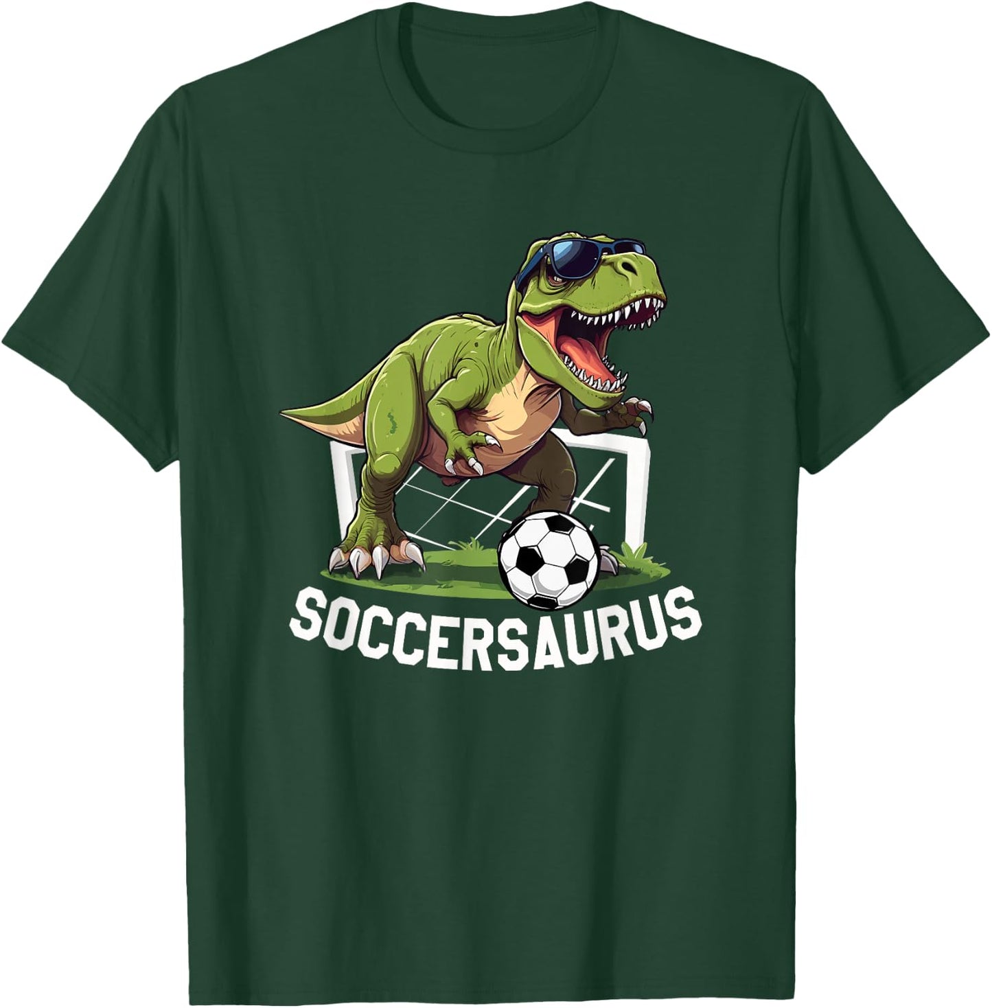T-Rex Playing Soccer Football Dinosaur Soccer Player T-Shirt - T-Shirt | Forest