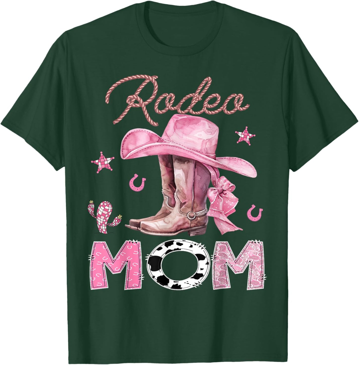 Rodeo Mom Pink Boots Coquette CowGirl Birthday Party T-Shirt - T-Shirt | Forest