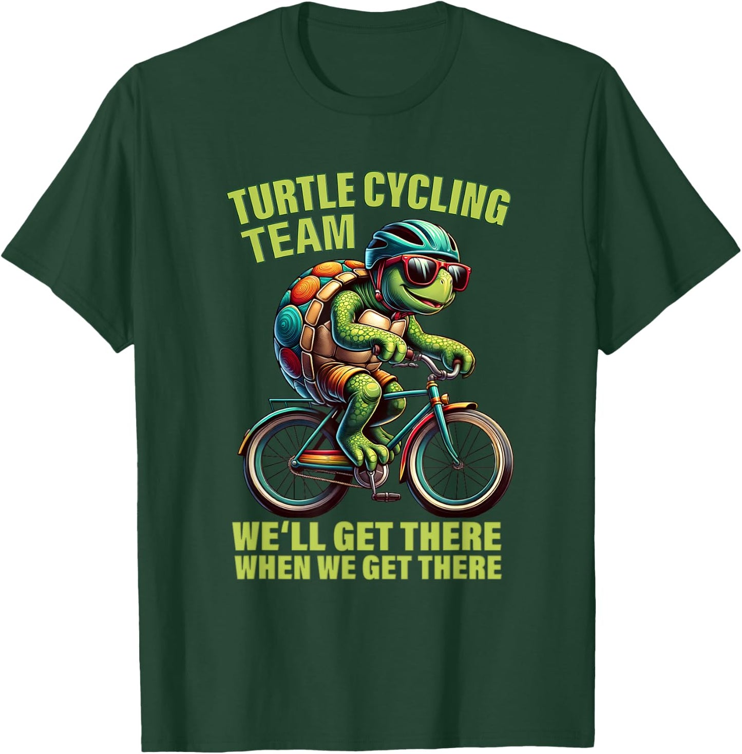Funny Turtle Cycling Lover Cycle Team Cyclist Tour Bicycle T-Shirt - T-Shirt | Forest
