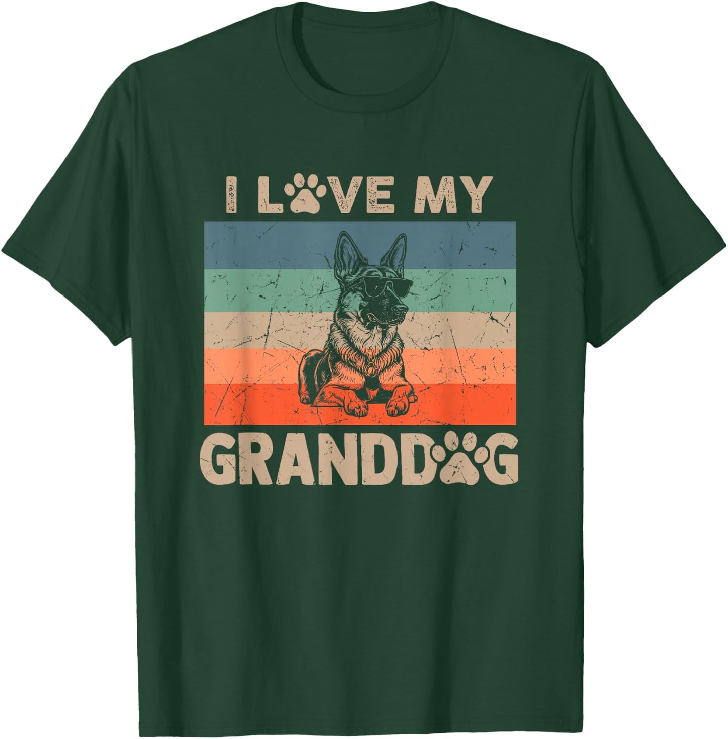 I Love My Granddog German Shepherd Grandma Grandpa Dog Paw T-Shirt - T-Shirt | Forest