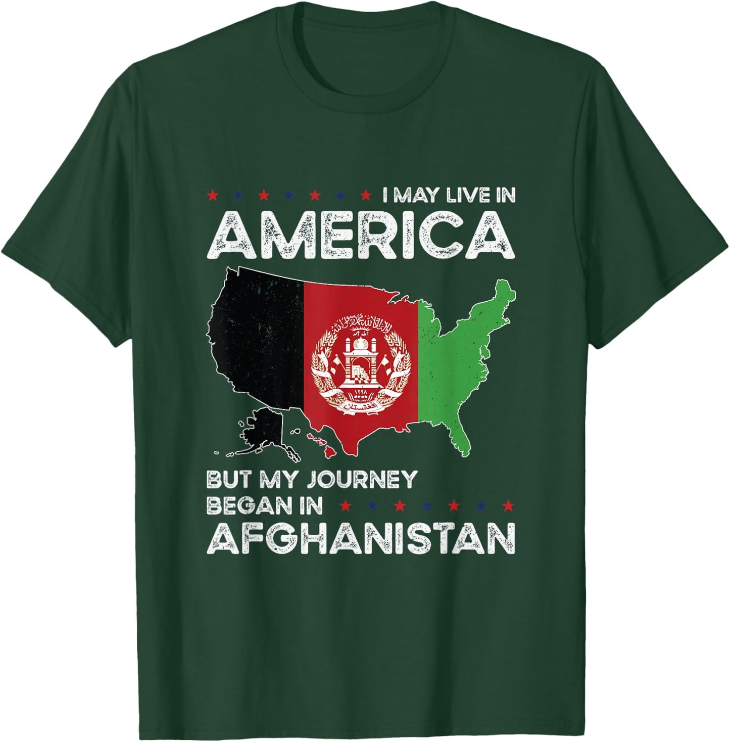 Afghan American Patriot USA Grown Afghanistan US Flag T-Shirt - T-Shirt | Forest