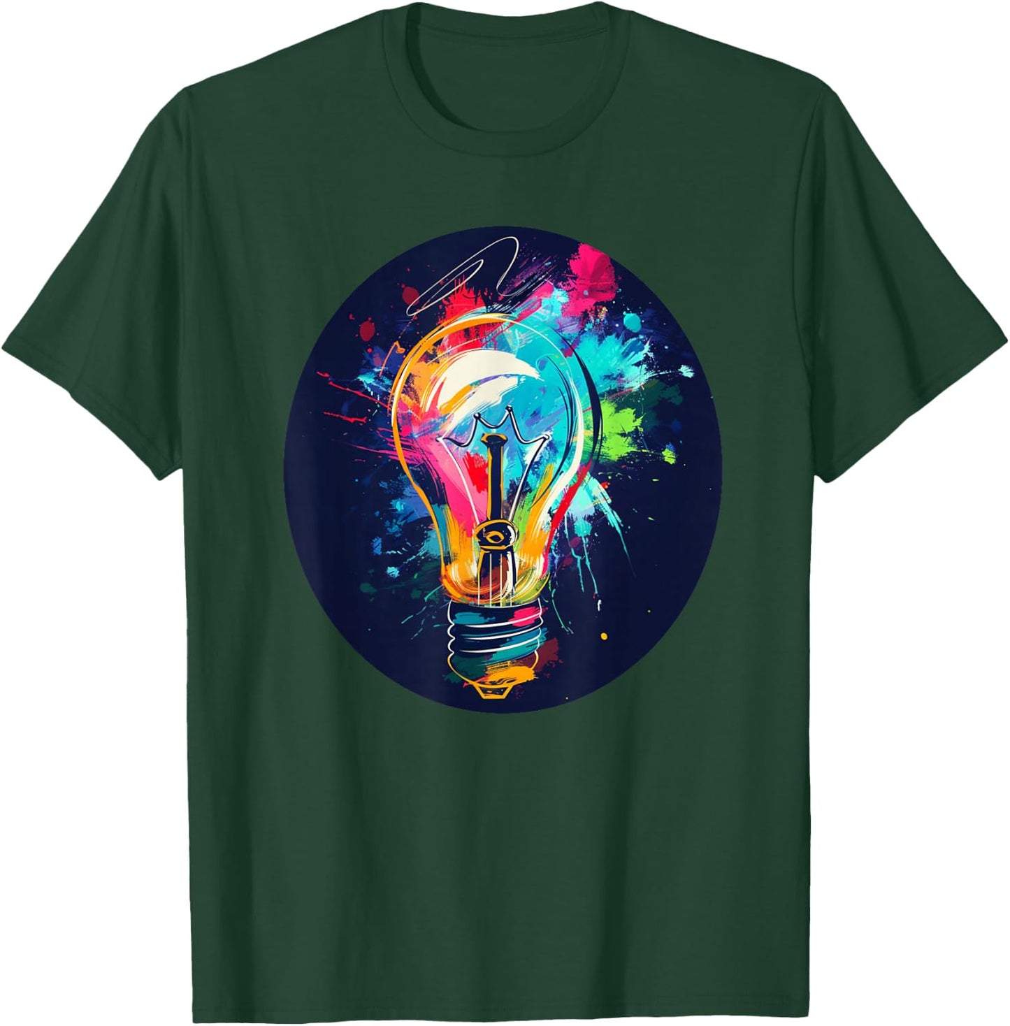 Funny Light Bulb Outfit -Adult , Black, Small, Short Sleeve, Graphic, Modern, Casual, Lightning Theme, Light Bulb Costume T-Shirt - T-Shirt | Forest