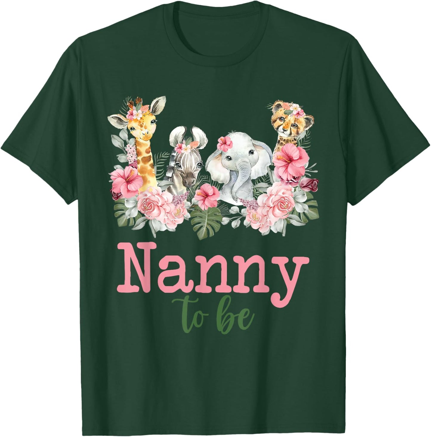 Nanny To Be Birthday Boy Girl Zoo Theme Animal Party T-Shirt - T-Shirt | Forest