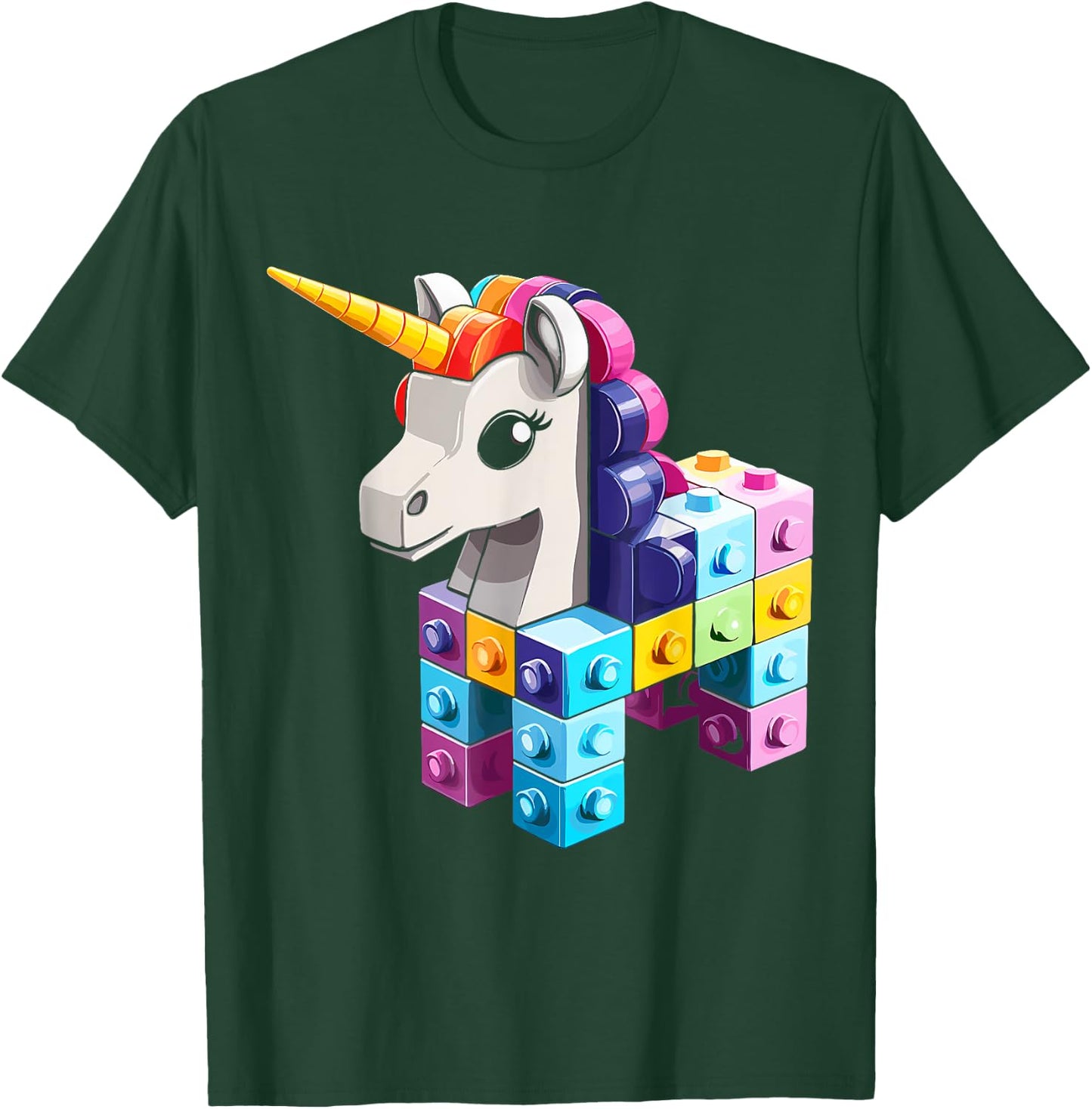 Master Builder Bricks Blocks Play Toys Unicorn Youth Kids T-Shirt - T-Shirt | Forest