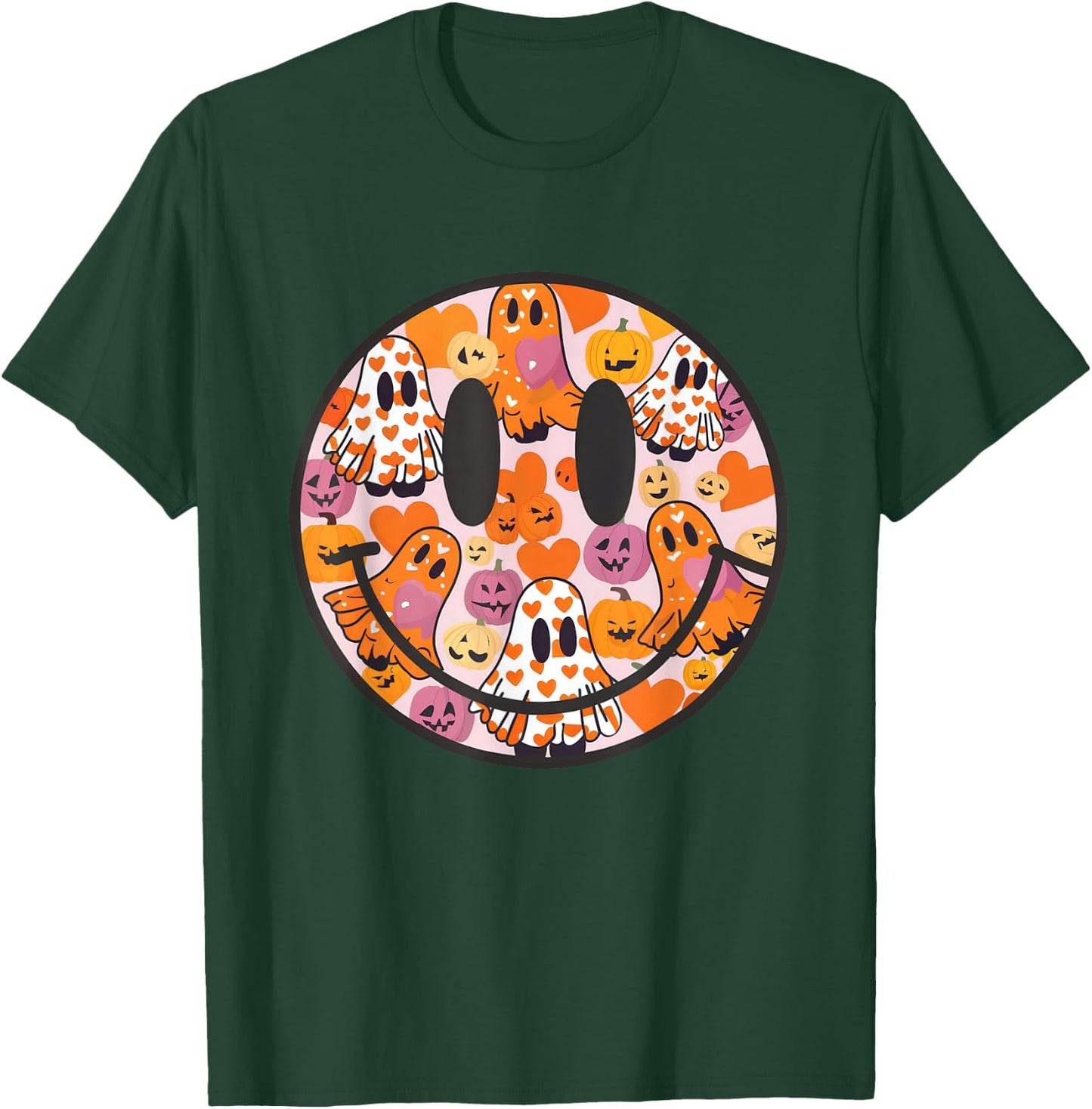 Halloween Smile Face Ghost Spooky Season Girls Kids T-Shirt - T-Shirt | Forest