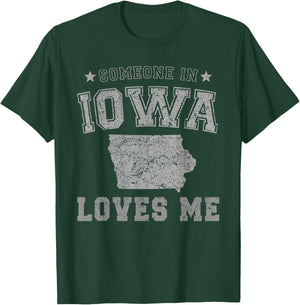 Someone In Iowa Loves Me Heart Vintage State T-Shirt - T-Shirt | Forest