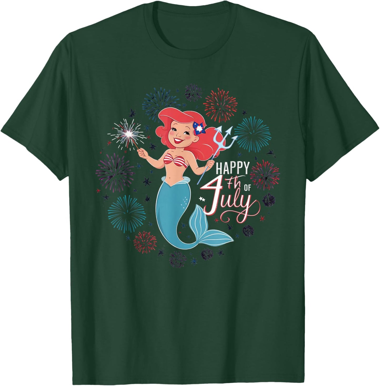 Patriotic Happy 4th of July Mermaid Cute Kids Men T-Shirt - T-Shirt | Forest