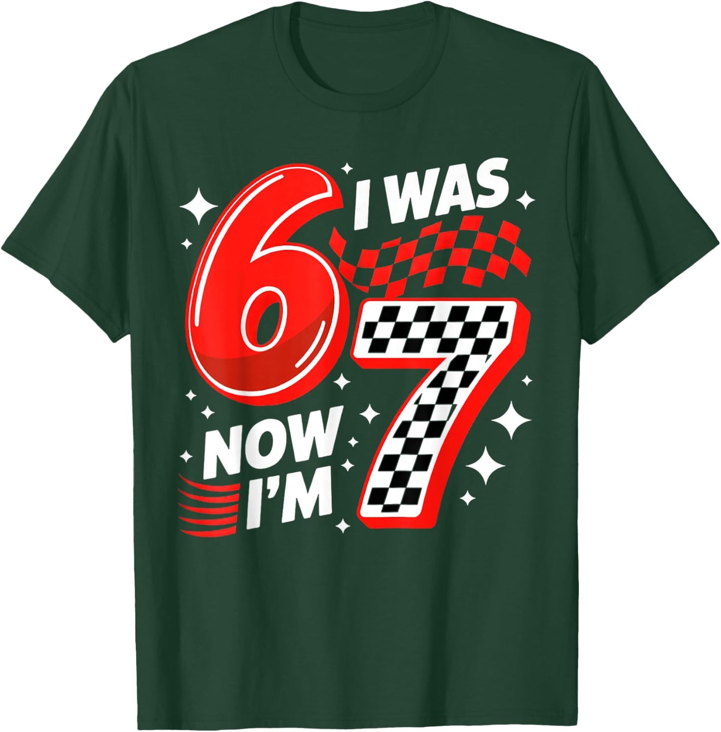 7th Racing Birthday I was 6 Now I'm 7 Boys 7 Year Old T-Shirt - T-Shirt | Forest