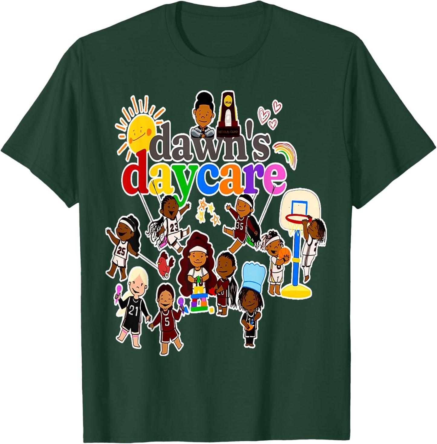 Dawn's Daycare Basketball cute funny T-Shirt - T-Shirt | Forest