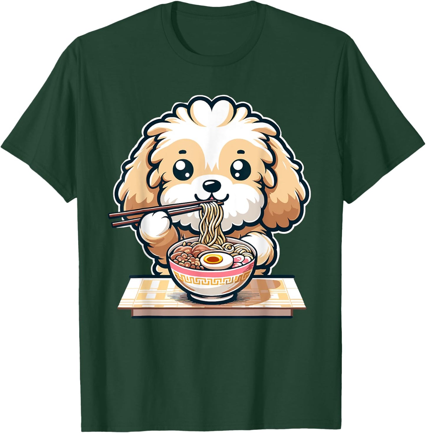 Cute Kawaii Cockapoo Eating Ramen Noodles Food Dog Lovers T-Shirt - T-Shirt | Forest