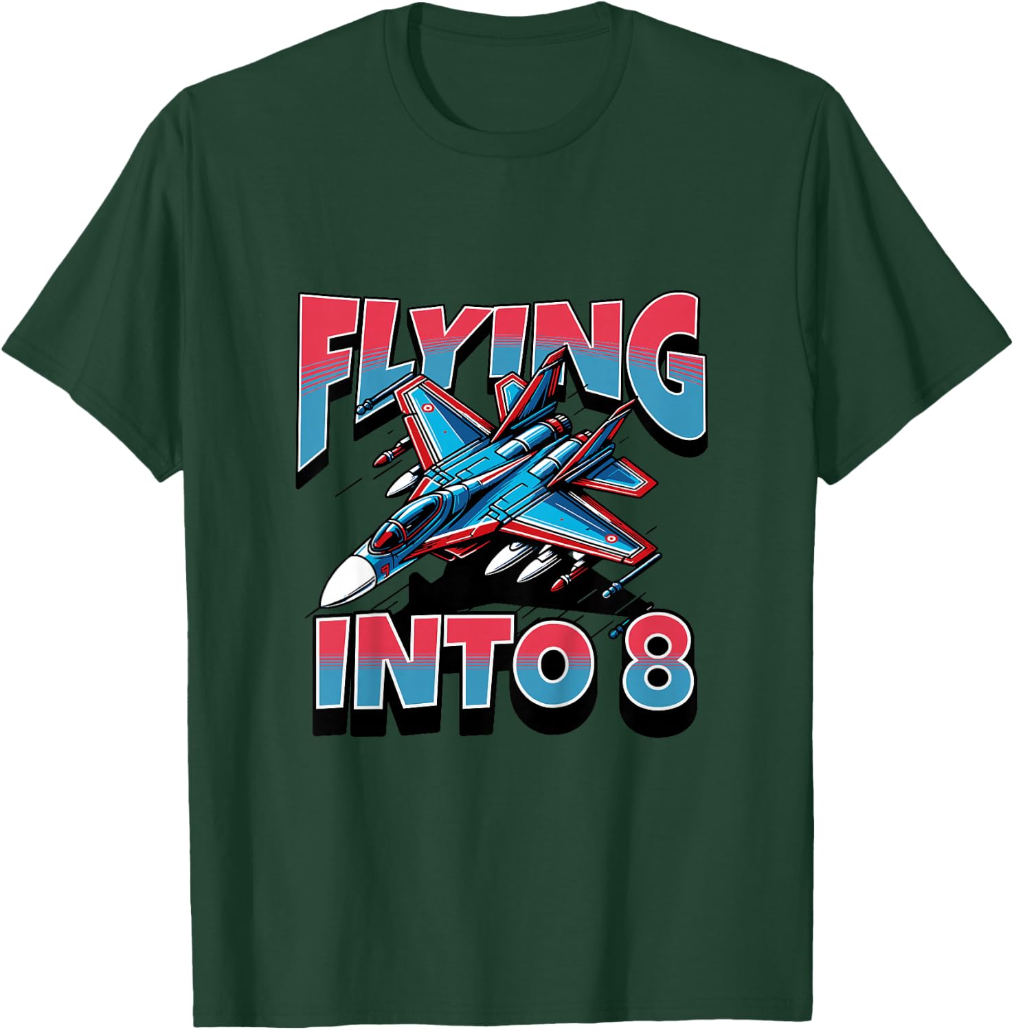 Jet Fighter Flying Into 8 Year Old 8th Birthday Boy T-Shirt - T-Shirt | Forest
