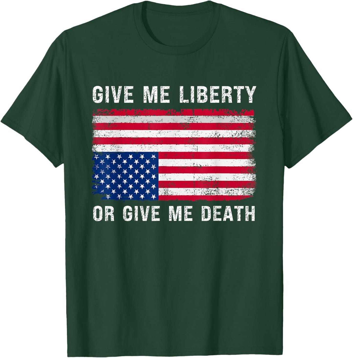 Upside Down American Flag Give Me Liberty Adult USA Freedom T-Shirt - T-Shirt | Forest