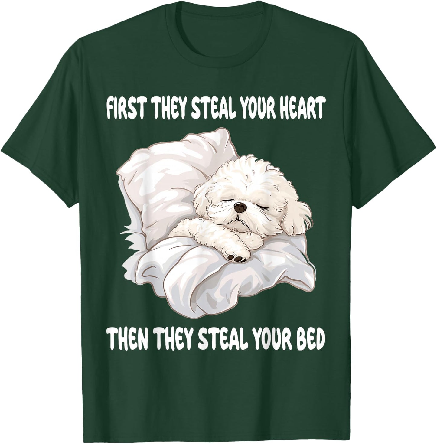 Bichon Frise Sleeping Pajamas Nightgown T-Shirt - T-Shirt | Forest