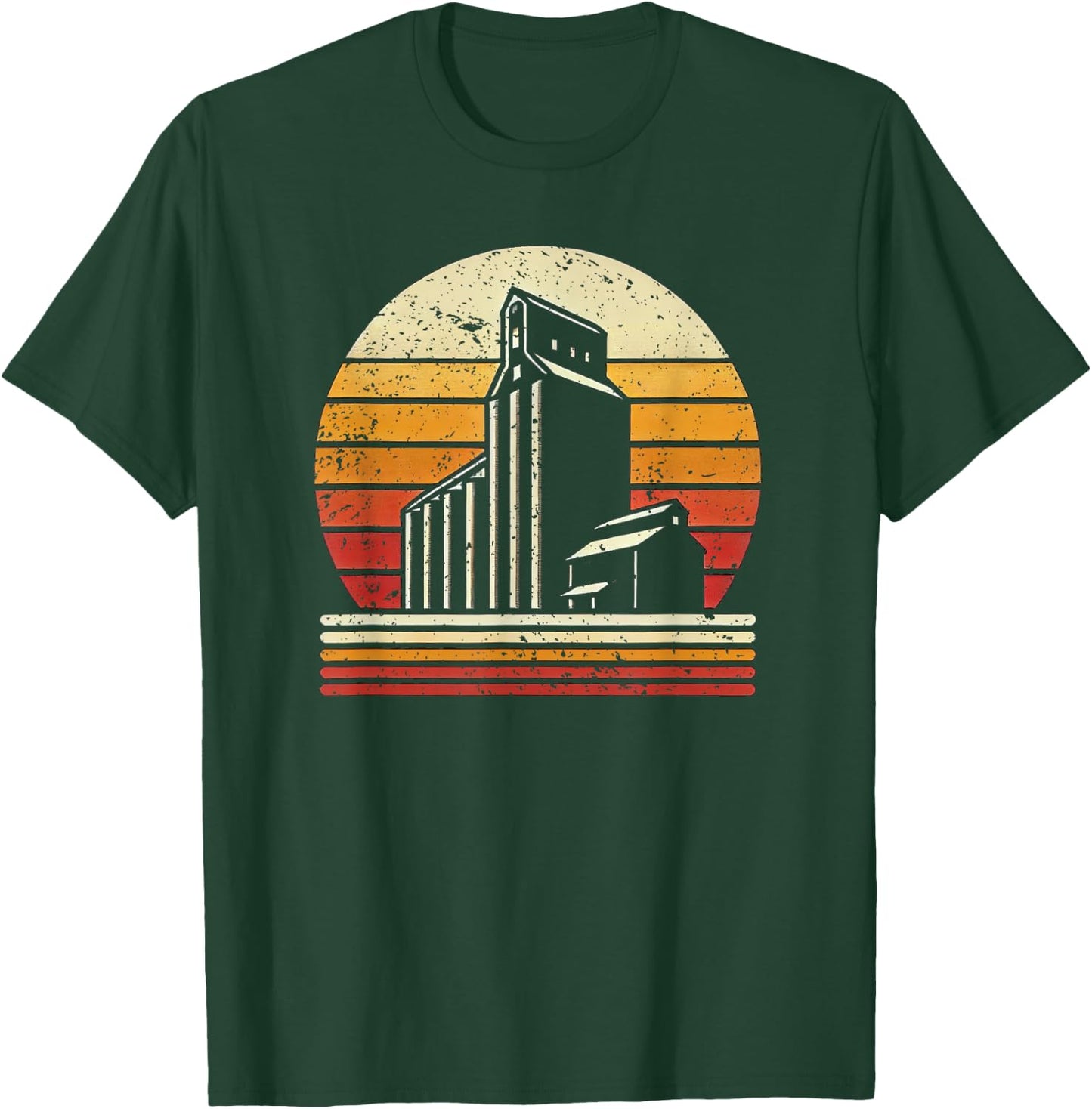 Rustic Grain Elevator - Retro Sunset Gifts for Farmers T-Shirt - T-Shirt | Forest