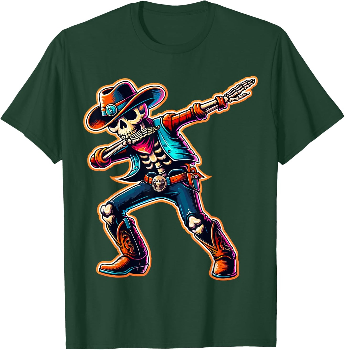 Magical and Funny Cowboy Gifts Cowboy Dabbing Skeleton Halloween Western T-Shirt - T-Shirt | Forest
