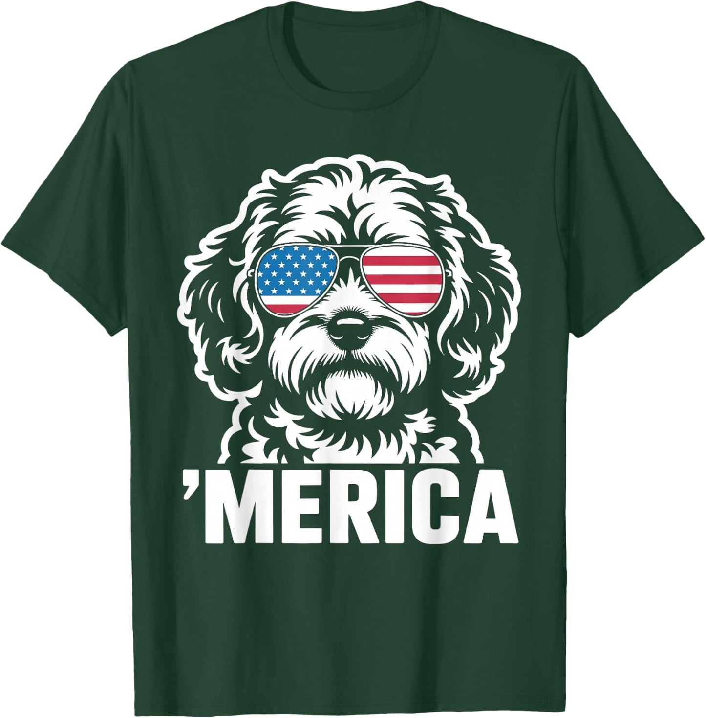 Patriotic USA American Flag 4th of July Cavapoo T-Shirt - T-Shirt | Forest