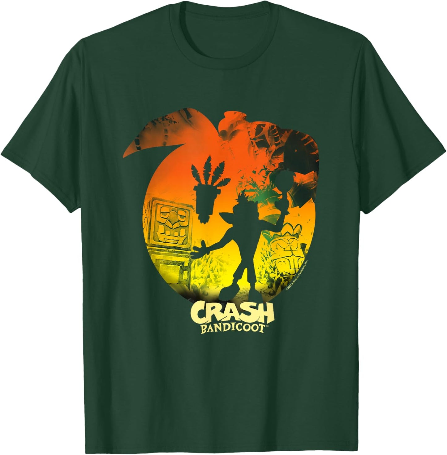 Crash Bandicoot & Aku Aku Silhouettes Distressed , Small, Black T-Shirt - T-Shirt | Forest