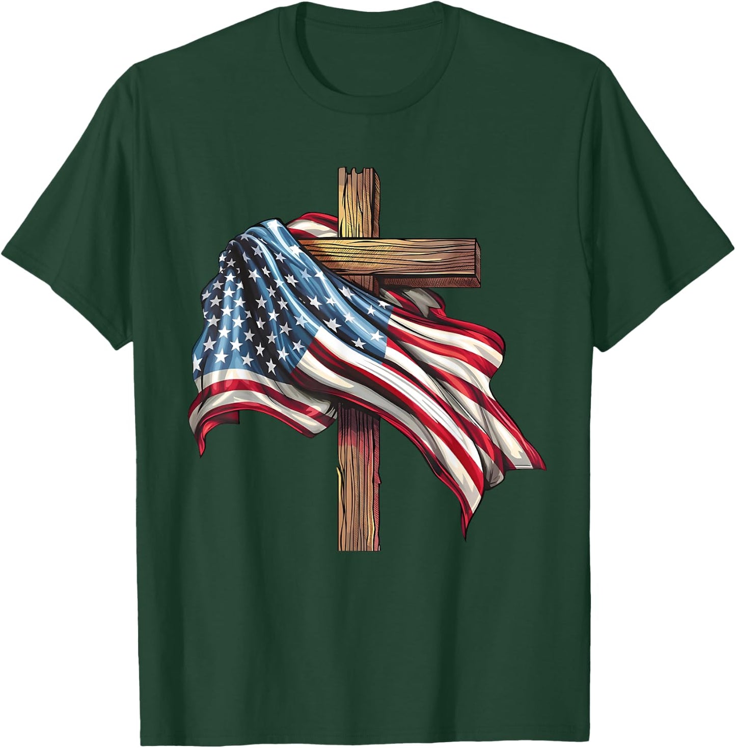 Jesus Christ Stars & Stripes American Patriotic 4th Of July T-Shirt - T-Shirt | Forest