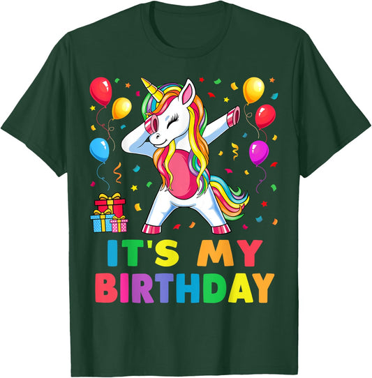 It's My Birthday for Girls Unicorn Dabbing Party Gift T-Shirt - T-Shirt | Forest