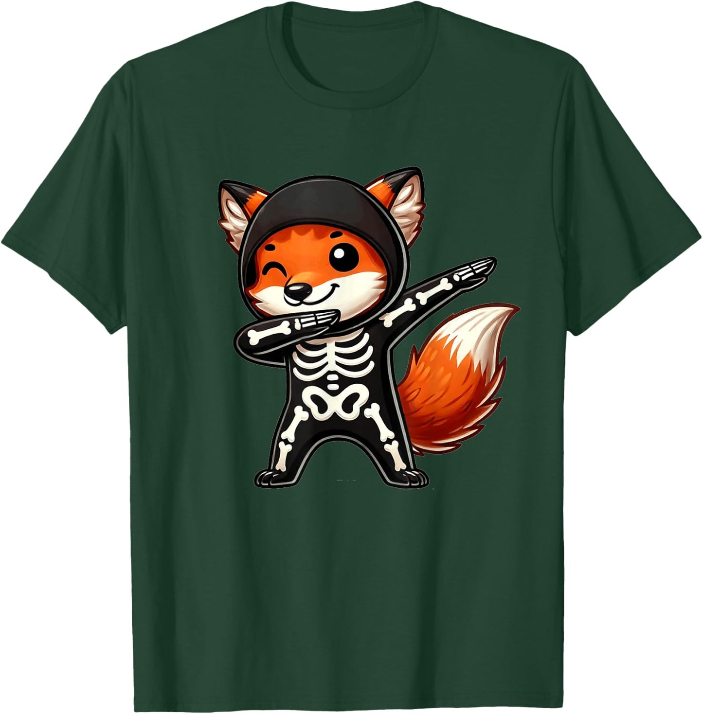 Fox Halloween Skeleton Kids Women Men Fox T-Shirt - T-Shirt | Forest