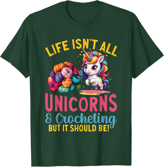 Crocheting Unicorn Crocheter Crochet T-Shirt - T-Shirt | Forest