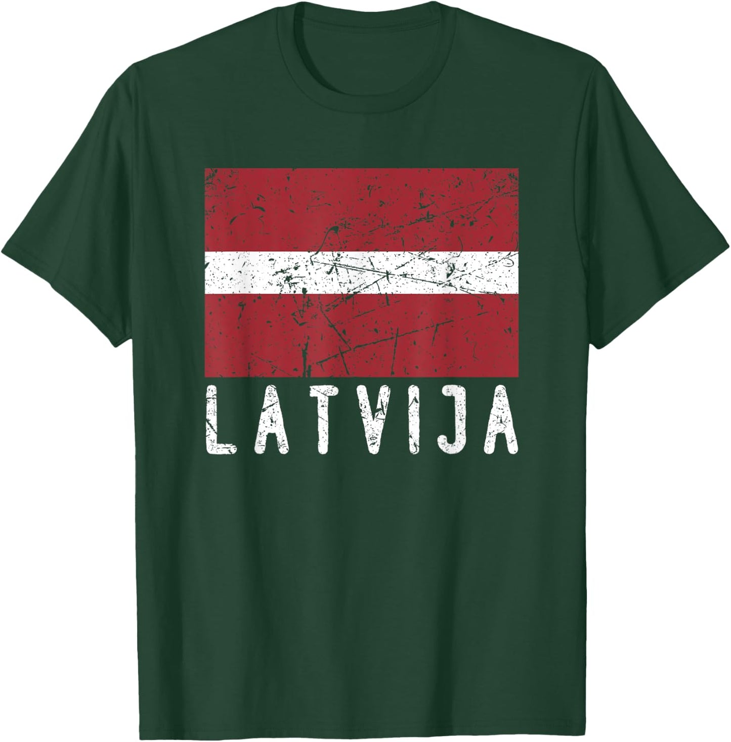 Latvian Flag Of Latvija Distressed Men Women Kids Latvia T-Shirt - T-Shirt | Forest