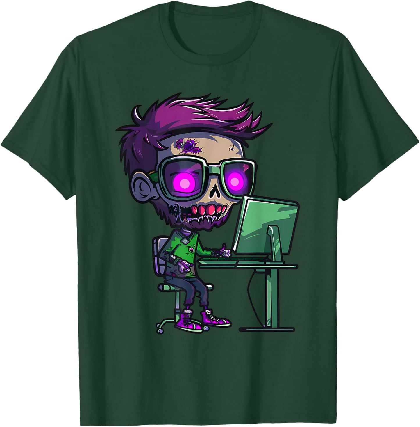 Zombie Computer Programmer Costume T-Shirt - T-Shirt | Forest