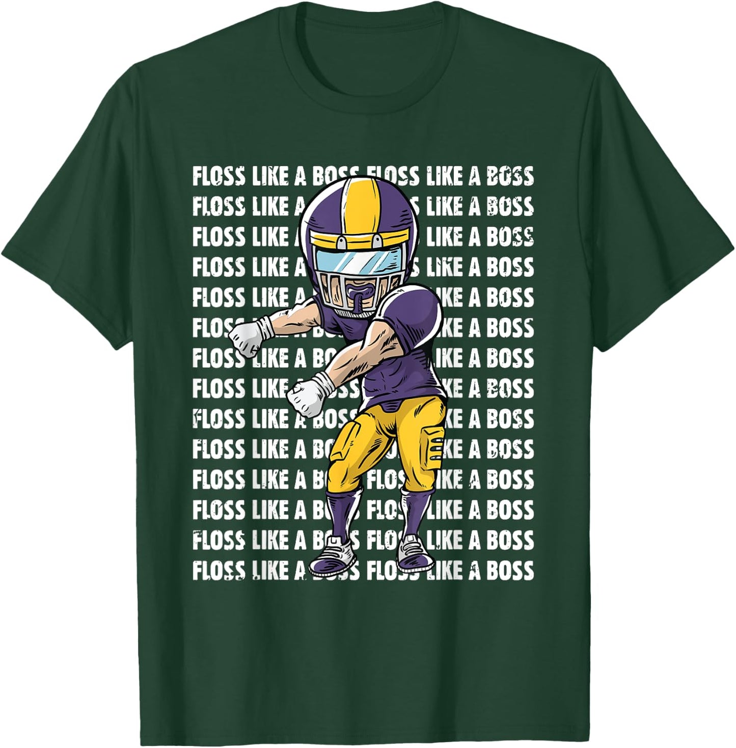 Floss Like A Boss Youth Shirt - Gold Purple Football T-Shirt - T-Shirt | Forest