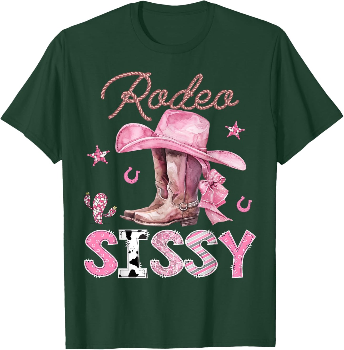 Rodeo Sissy Pink Boots Coquette CowGirl Birthday Party T-Shirt - T-Shirt | Forest