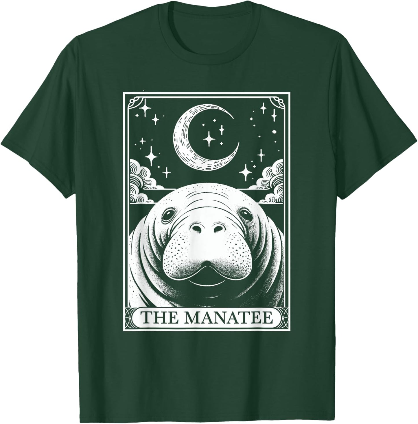 Tarot Card Vintage Crescent Moon Manatee Sea Animal Lovers T-Shirt - T-Shirt | Forest