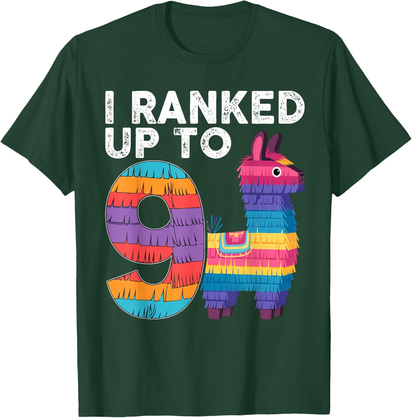 I Ranked Up To 9 Birthday Video Game Llama Piñata Birthday T-Shirt - T-Shirt | Forest