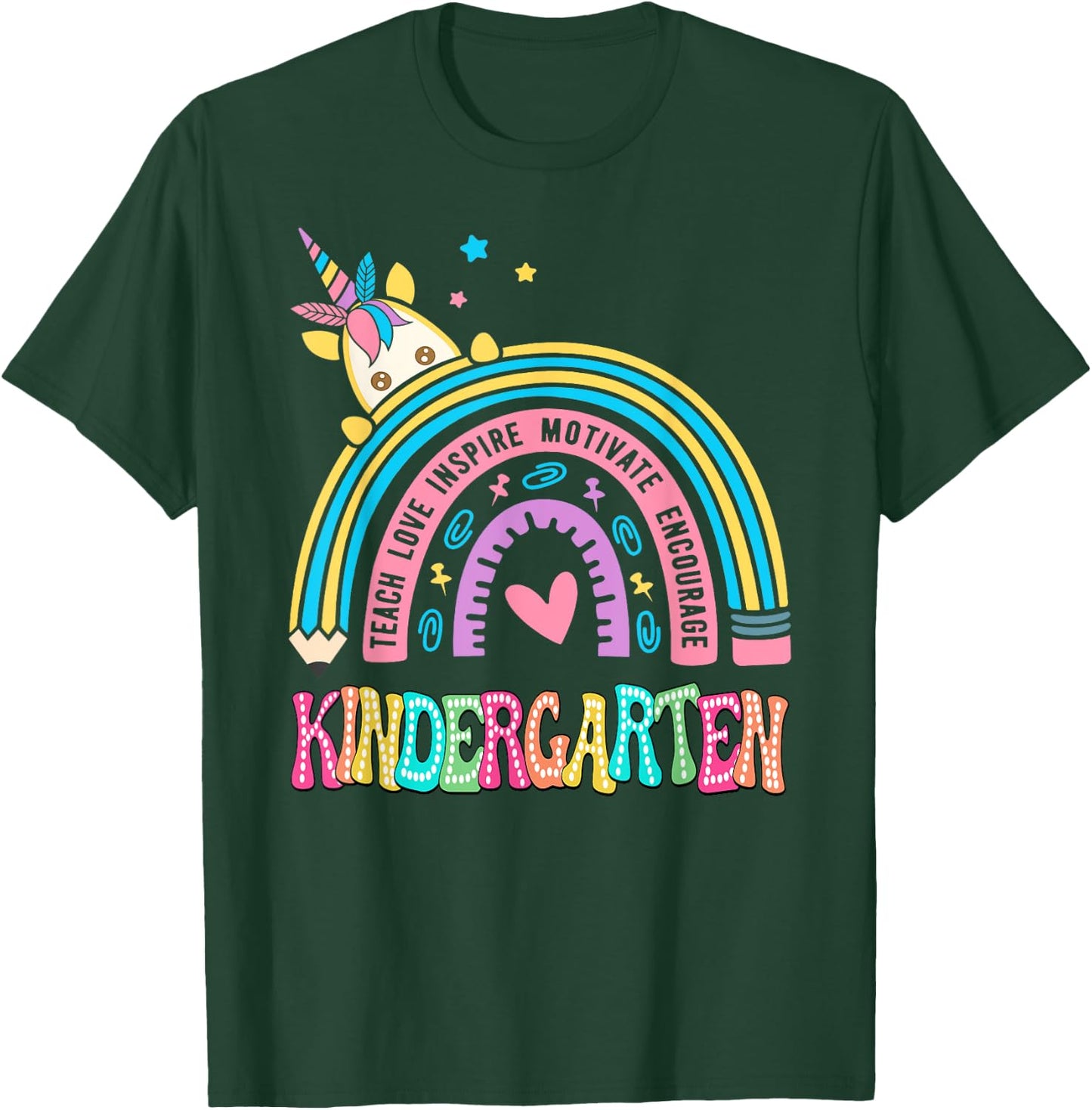 Kindergarten Unicorn Rainbow First Day Of School T-Shirt - T-Shirt | Forest