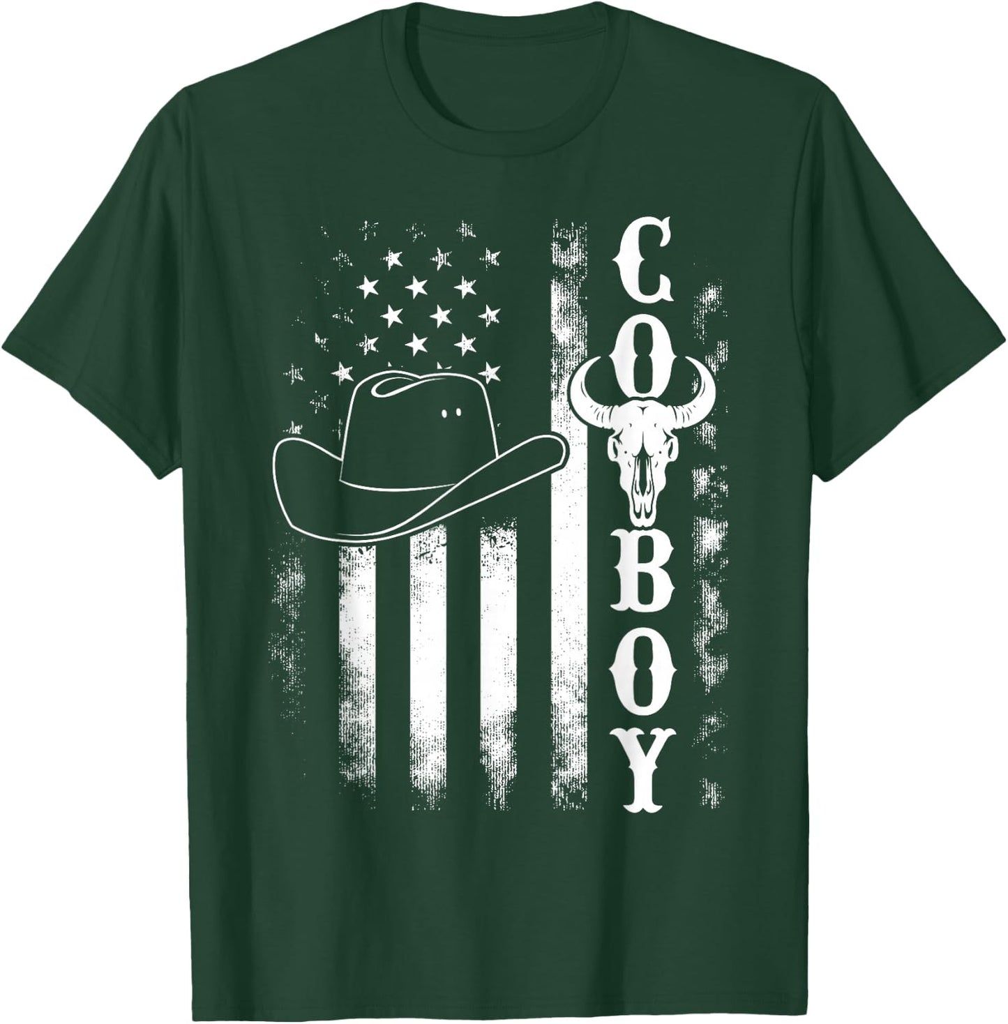 Western Country Men Teen Boy Kid Rodeo Southern Retro Cowboy T-Shirt - T-Shirt | Forest