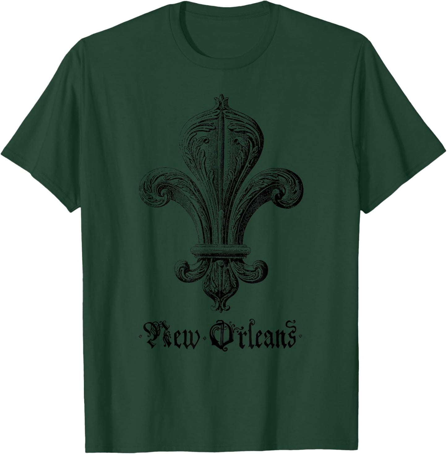 Vintage Fleur De Lis Designs New Orleans Louisiana LA Retro Vintage Illustration Adults Classic Fit Grey Small T-Shirt - T-Shirt | Forest